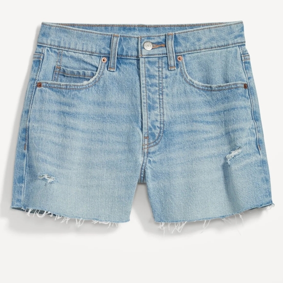 🔹Higher High-Waisted Button-Fly Sky-Hi A-Line Cut-Off Jean Shorts for Women - Picture 3 of 6
